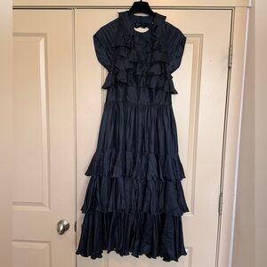 Milly Silk Navy Tiered Dress